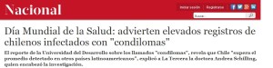 Advierten elevados registros de chilenos infectados con condilomas