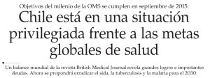 Chile está en una situación privilegiada frente a las metas globales de salud - El Mercurio 23 de abril
