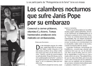 Los calambres nocturnos que sufre Janis Pope por su embarazo