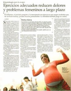 Ejercicios adecuados reducen dolores y problemas femeninos a largo plazo - El Mercurio 31 de julio 2013